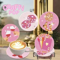 Pink Coaster Diamond Painting Set – 8 Pieces photo 1