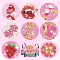Pink Coaster Diamond Painting Set – 8 Pieces photo 2