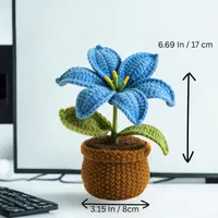 Blue Crochet Potted Lily Plant photo 2