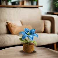 Blue Crochet Potted Lily Plant photo 4