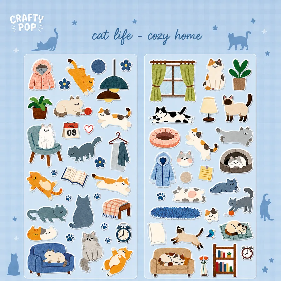 Home Is Where the Cat Is - El Hogar Está Donde Está el Gato - 2 hojas de stickers