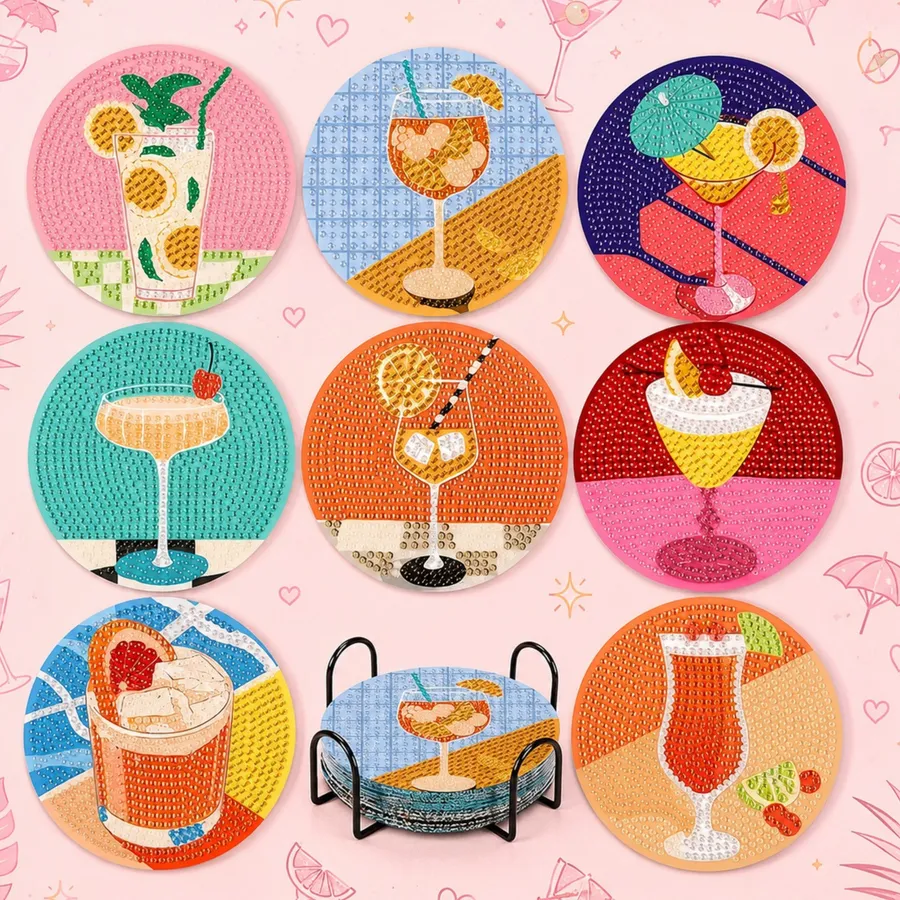 Summer Cocktail Diamond Painting Set - 8 Pieces