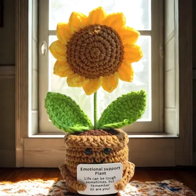 Crochet potted sunflower - Emotional support plant